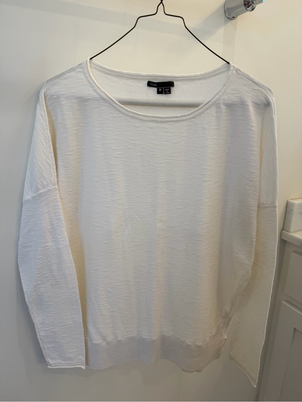 Vince Lightweight Crewneck Cotton Top - Cream
